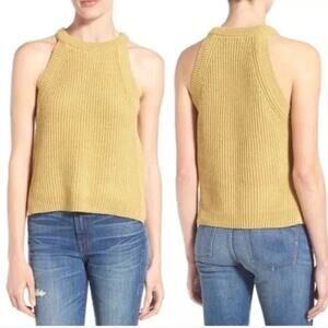 Madewell Valley Sweater Tank Womens XS Yellow Boxy Sleeveless Minimalist Basic